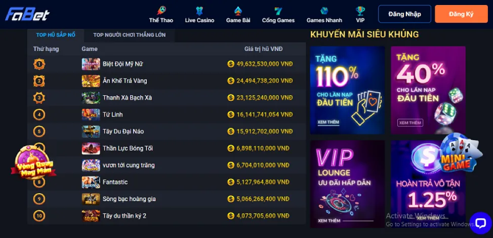 Hoàn trả cao hơn cho hội viên VIP v9win